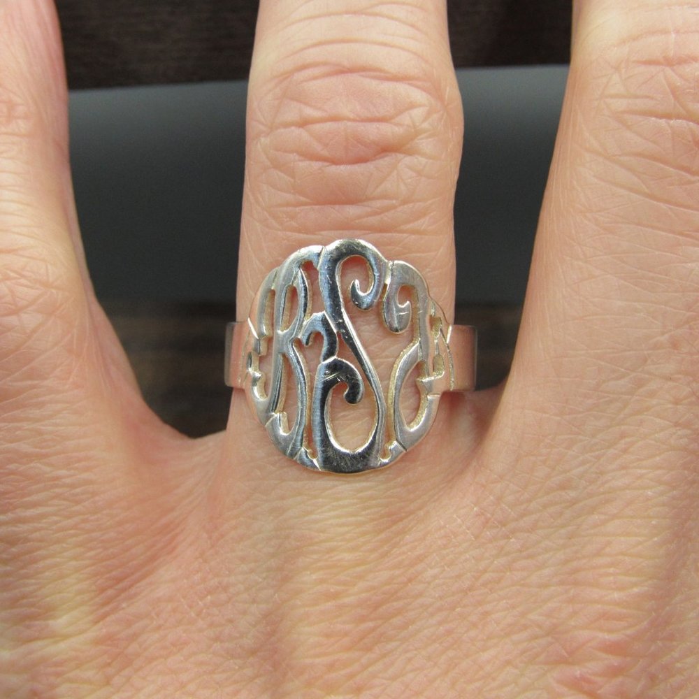 Size 8.75 Sterling Silver RSG Initial Band Ring - Picture 4 of 8